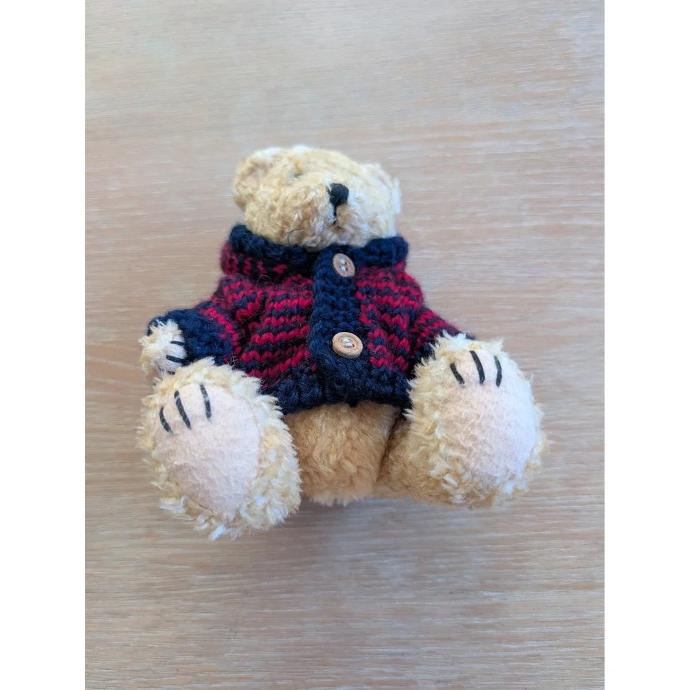 Vintage 1998 Hugfun Teddy Bear Navy Red Striped Sweater Hooded 6